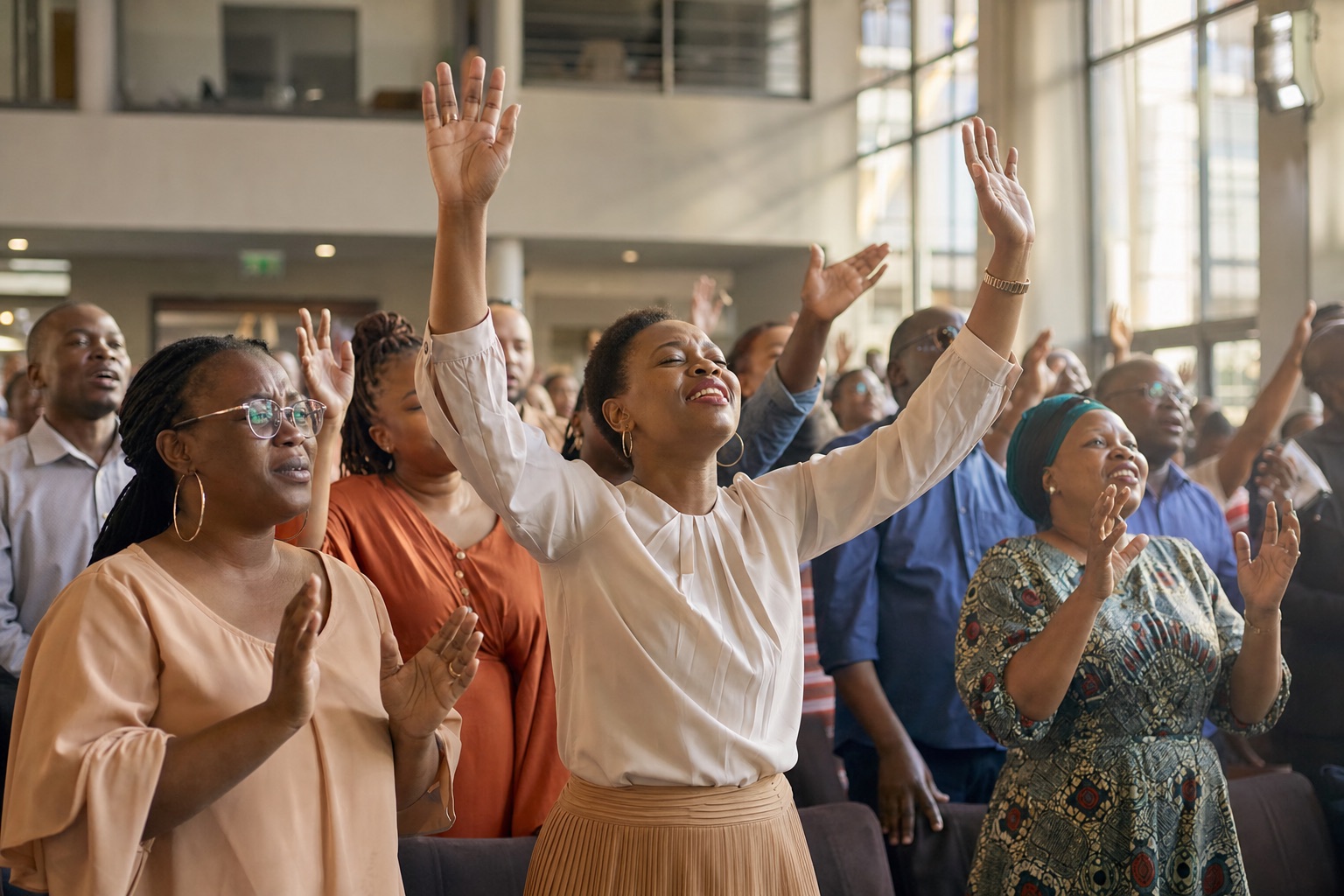 Congregation worshipping together